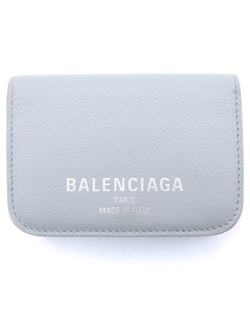 Balenciaga Cash Mini Leather Compact Wallet Trifold Gray